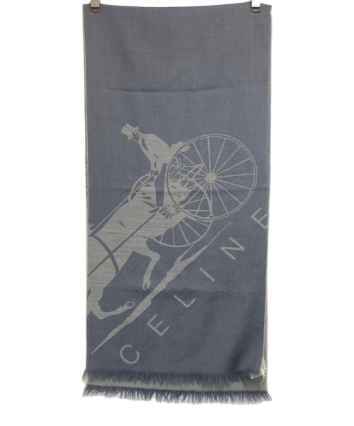 CELINE（セリーヌ）CELINE (セリーヌ) 馬車柄ウールストール ブルーの古着・服飾アイテム