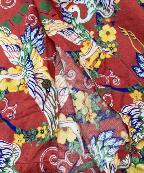 POLO RALPH LAUREN（ポロ・ラルフローレン）POLO RALPH LAUREN (ポロ・ラルフローレン) ANDY CAMP レーヨンオープンカラーシャツ レッド×イエロー サイズ:XLの古着・服飾アイテム