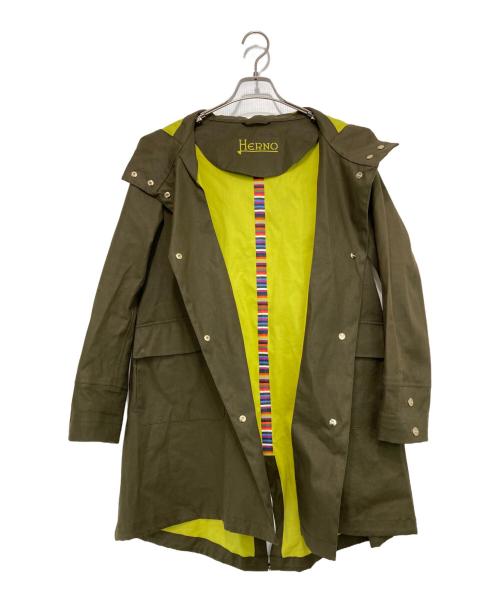 HERNO（ヘルノ）HERNO (ヘルノ) コットンボンディングフーデッドコート カーキ サイズ:42の古着・服飾アイテム