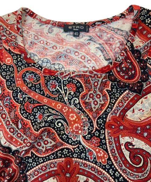 ETRO（エトロ）ETRO (エトロ) ペイズリー柄カットソー レッド×ブラック サイズ:40の古着・服飾アイテム
