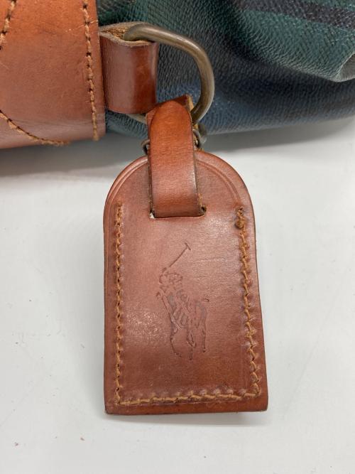 RALPH LAUREN（ラルフローレン）RALPH LAUREN (ラルフローレン) メッセンジャーバッグ グリーン×ブラウンの古着・服飾アイテム