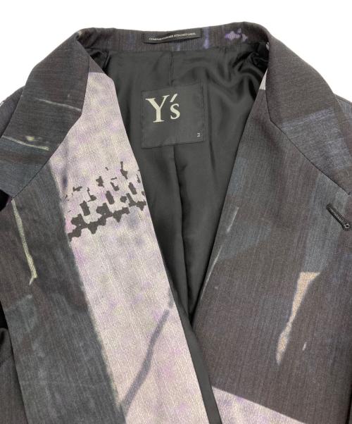 Y's（ワイズ）Y's (ワイズ) 23AW 総柄ウールギャバジンコート グレー サイズ:2の古着・服飾アイテム