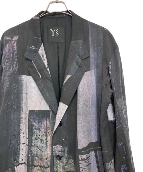 Y's（ワイズ）Y's (ワイズ) 23AW 総柄ウールギャバジンコート グレー サイズ:2の古着・服飾アイテム