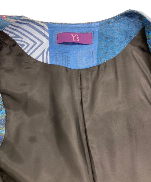 Y's（ワイズ）Y's (ワイズ) パッチワークロングベスト ブルー サイズ:2の古着・服飾アイテム
