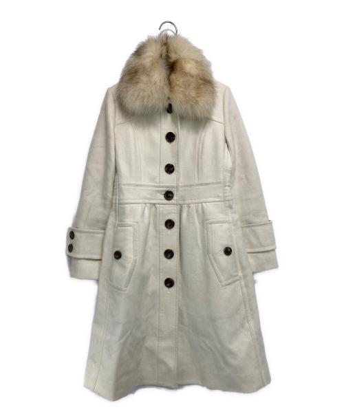 BURBERRY BLUE LABEL（バーバリー ブルー レーベル）BURBERRY BLUE LABEL (バーバリー ブルー レーベル) アンゴラ混コート ホワイト サイズ:38の古着・服飾アイテム