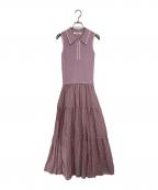 HER LIP TOハーリップトゥ）の古着「Jules Knit Docking Tiered Dress」｜パープル