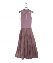 HER LIP TO（ハーリップトゥ）の古着「Jules Knit Docking Tiered Dress」｜パープル