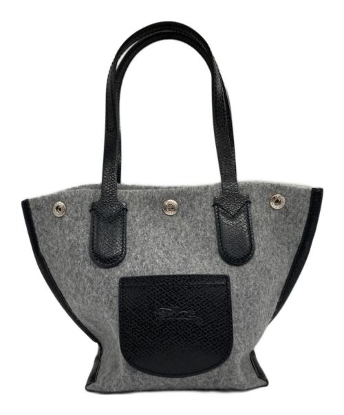 LONGCHAMP（ロンシャン）LONGCHAMP (ロンシャン) ROSEAU ESSENTIAL ハンドバッグ グレー×ブラックの古着・服飾アイテム