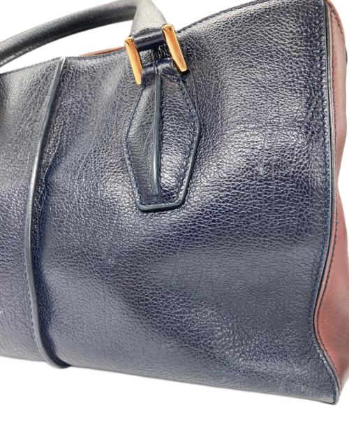 TOD'S（トッズ）TOD'S (トッズ) ハンドバッグ ネイビー×ブラウンの古着・服飾アイテム