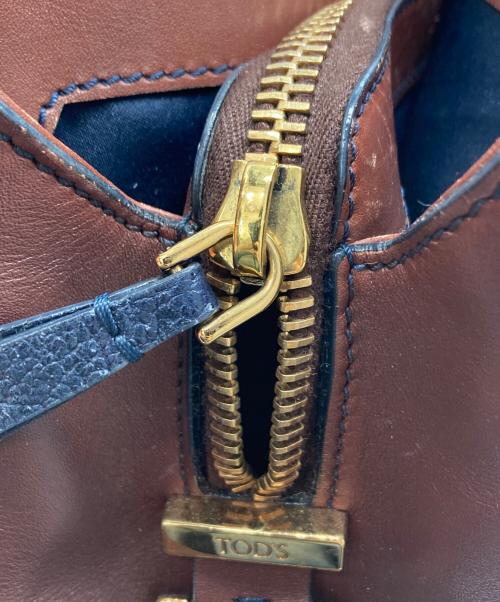 TOD'S（トッズ）TOD'S (トッズ) ハンドバッグ ネイビー×ブラウンの古着・服飾アイテム