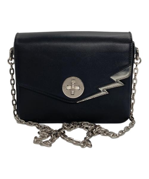 BALLY（バリー）BALLY (バリー) チェーンショルダーバッグ ブラック×シルバーの古着・服飾アイテム