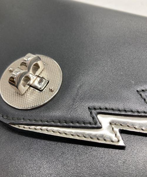 BALLY（バリー）BALLY (バリー) チェーンショルダーバッグ ブラック×シルバーの古着・服飾アイテム
