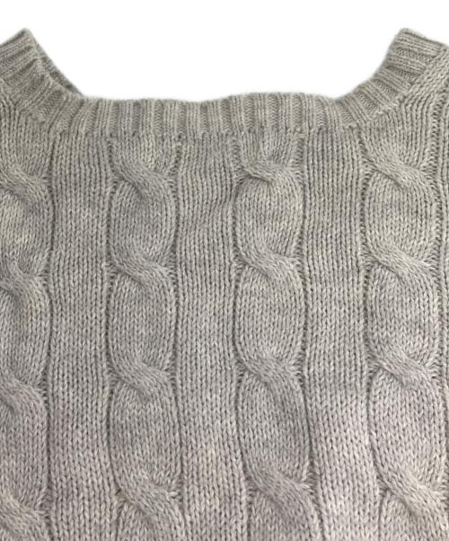 POLO RALPH LAUREN（ポロ・ラルフローレン）POLO RALPH LAUREN (ポロ・ラルフローレン) ポニー刺繍 コットン ケーブルニット グレー サイズ:Lの古着・服飾アイテム