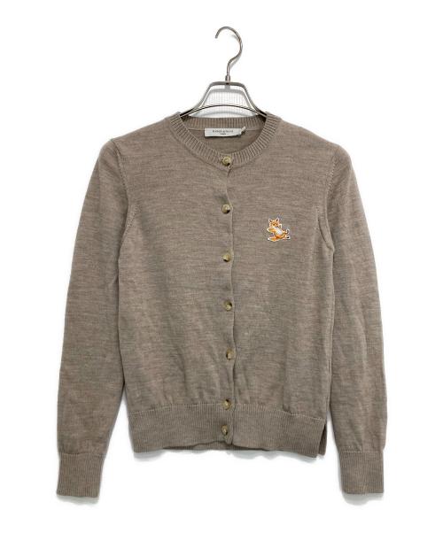 maison kitsune（メゾンキツネ）MAISON KITSUNE (メゾンキツネ) チラックスフォックス パッチ アジャステッド クルーネック カーディガン ブラウン サイズ:Sの古着・服飾アイテム