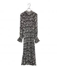 IENA LA BOUCLE（イエナ ラ ブークル）の古着「プリントプリーツワンピース」｜ホワイト×ブラック