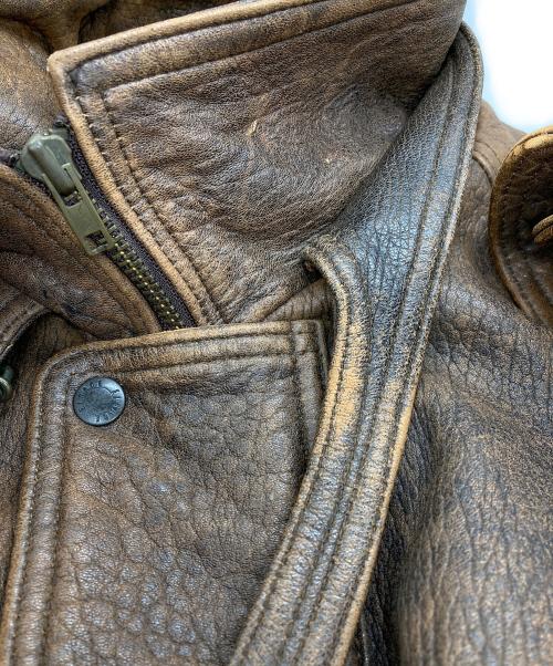ACTION HOUSE（アクション ハウス）ACTION HOUSE (アクション ハウス) 羊革フライトジャケット ブラウン サイズ:Mの古着・服飾アイテム
