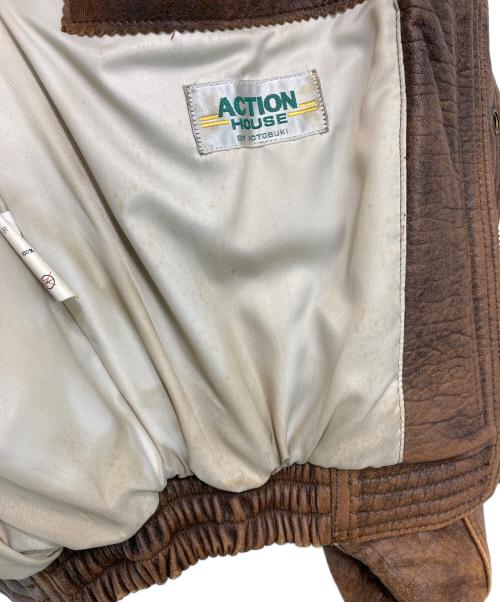 ACTION HOUSE（アクション ハウス）ACTION HOUSE (アクション ハウス) フライトレザージャケット ブラウン サイズ:Sの古着・服飾アイテム
