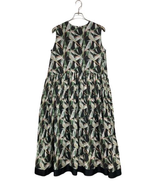 BEARDSLEY（ビアズリー）BEARDSLEY (ビアズリー) 総柄ワンピース ブラック×グリーン サイズ:FREEの古着・服飾アイテム