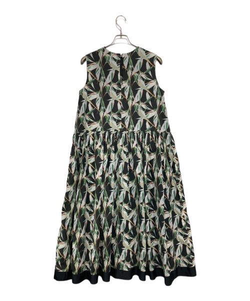 BEARDSLEY（ビアズリー）BEARDSLEY (ビアズリー) 総柄ワンピース ブラック×グリーン サイズ:FREEの古着・服飾アイテム