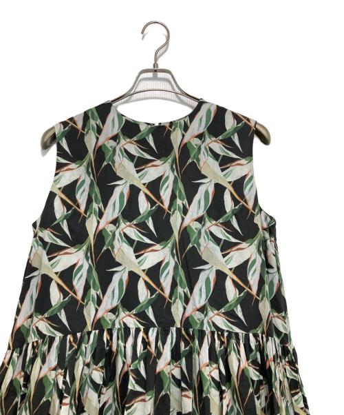 BEARDSLEY（ビアズリー）BEARDSLEY (ビアズリー) 総柄ワンピース ブラック×グリーン サイズ:FREEの古着・服飾アイテム