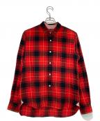 COMME des GARCONS HOMMEコムデギャルソン オム）の古着「切替チェックシャツ」｜レッド×ブラック