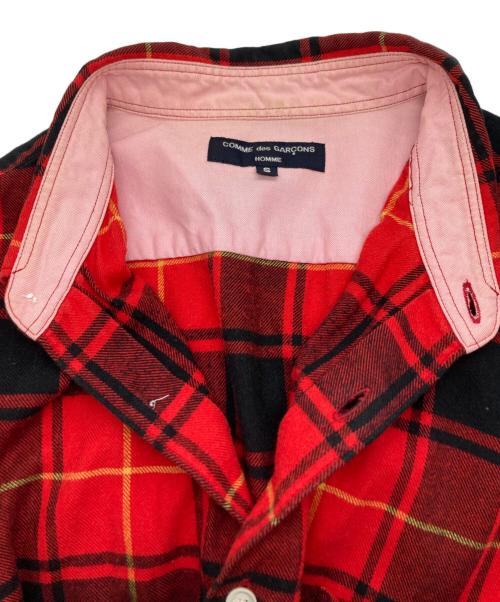 COMME des GARCONS HOMME（コムデギャルソン オム）COMME des GARCONS HOMME (コムデギャルソン オム) 切替チェックシャツ レッド×ブラック サイズ:Sの古着・服飾アイテム