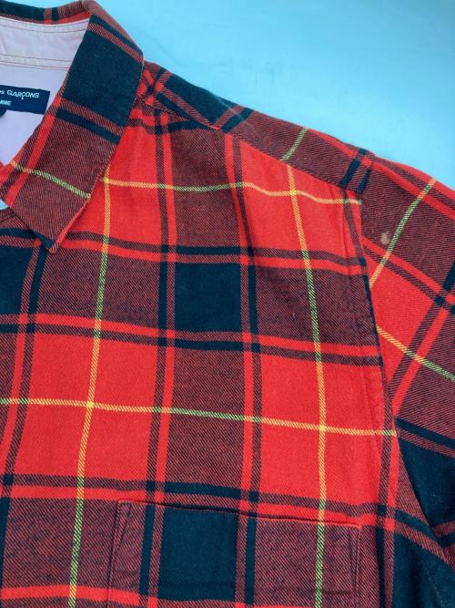 COMME des GARCONS HOMME（コムデギャルソン オム）COMME des GARCONS HOMME (コムデギャルソン オム) 切替チェックシャツ レッド×ブラック サイズ:Sの古着・服飾アイテム