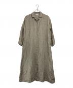 fog linen workフォグリネンワーク）の古着「リネンストライプシャツワンピース」｜ベージュ