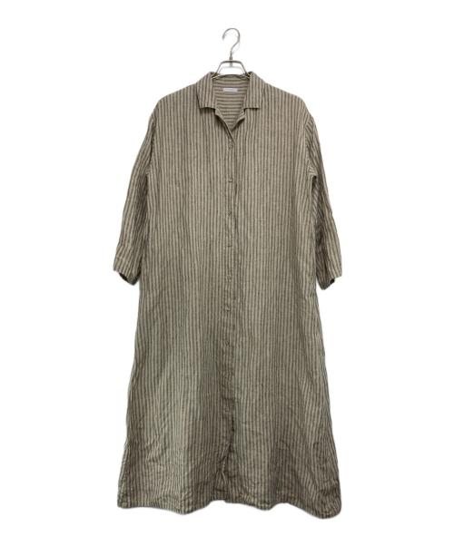 fog linen work（フォグリネンワーク）fog linen work (フォグリネンワーク) リネンストライプシャツワンピース ベージュ サイズ:Freeの古着・服飾アイテム