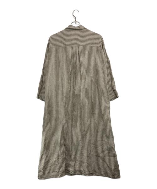 fog linen work（フォグリネンワーク）fog linen work (フォグリネンワーク) リネンストライプシャツワンピース ベージュ サイズ:Freeの古着・服飾アイテム