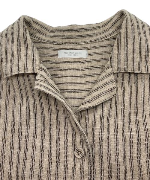fog linen work（フォグリネンワーク）fog linen work (フォグリネンワーク) リネンストライプシャツワンピース ベージュ サイズ:Freeの古着・服飾アイテム