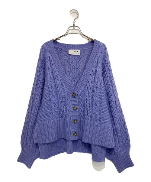 THREE DOTS（スリードッツ）THREE DOTS (スリードッツ) Bulky sweater l/s cable cardy パープル サイズ:Sの古着・服飾アイテム