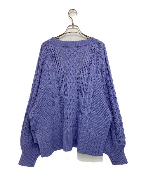 THREE DOTS（スリードッツ）THREE DOTS (スリードッツ) Bulky sweater l/s cable cardy パープル サイズ:Sの古着・服飾アイテム