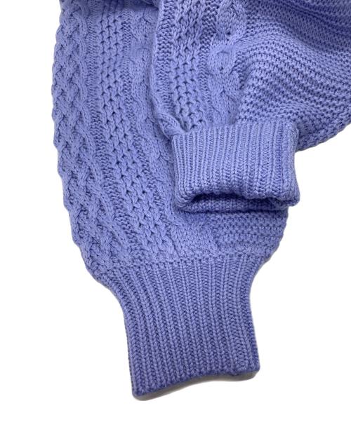 THREE DOTS（スリードッツ）THREE DOTS (スリードッツ) Bulky sweater l/s cable cardy パープル サイズ:Sの古着・服飾アイテム
