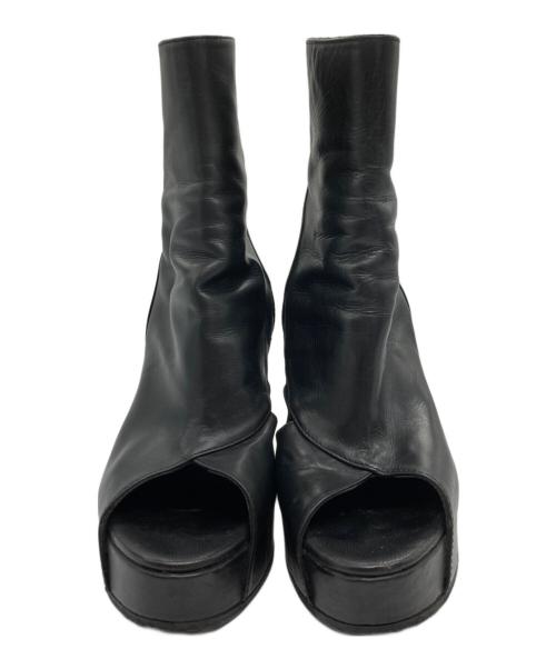 ANN DEMEULEMEESTER（アンドゥムルメステール）ANN DEMEULEMEESTER (アンドゥムルメステール) オープントゥバックジップウェッジソールブーツ ブラック サイズ:36の古着・服飾アイテム