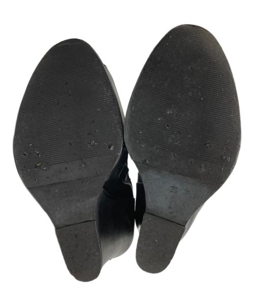 ANN DEMEULEMEESTER（アンドゥムルメステール）ANN DEMEULEMEESTER (アンドゥムルメステール) オープントゥバックジップウェッジソールブーツ ブラック サイズ:36の古着・服飾アイテム