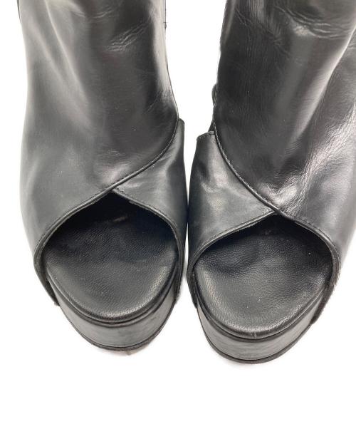 ANN DEMEULEMEESTER（アンドゥムルメステール）ANN DEMEULEMEESTER (アンドゥムルメステール) オープントゥバックジップウェッジソールブーツ ブラック サイズ:36の古着・服飾アイテム