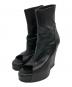 ANN DEMEULEMEESTER（アンドゥムルメステール）の古着「オープントゥバックジップウェッジソールブーツ」｜ブラック