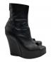 中古・古着 ANN DEMEULEMEESTER (アンドゥムルメステール) オープントゥバックジップウェッジソールブーツ ブラック サイズ:36：20000円