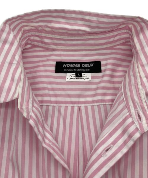 COMME des GARCONS HOMME DEUX（コムデギャルソン オム ドゥ）COMME des GARCONS HOMME DEUX (コムデギャルソン オム ドゥ) ストライプシャツ ピンク×ホワイト サイズ:Lの古着・服飾アイテム
