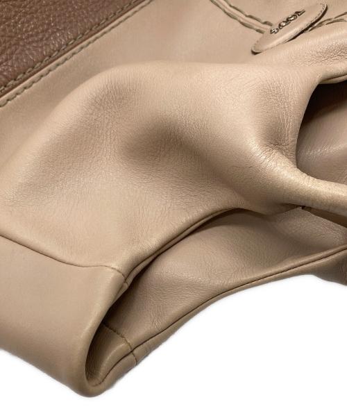 TOD'S（トッズ）TOD'S (トッズ) レザートートバッグ ピンク×ベージュの古着・服飾アイテム