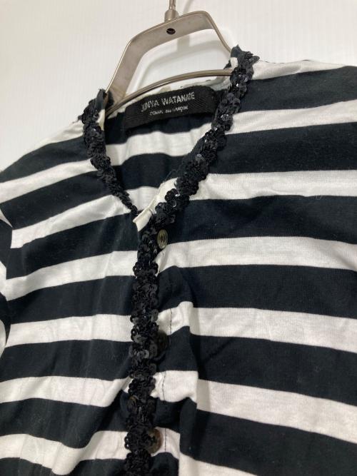 JUNYA WATANABE COMME des GARCONS（(ジュンヤワタナベ コムデギャルソン）JUNYA WATANABE COMME des GARCONS ((ジュンヤワタナベ コムデギャルソン) 半袖ボーダーカーディガン ブラック×ホワイト サイズ:-の古着・服飾アイテム