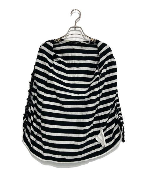 JUNYA WATANABE COMME des GARCONS（(ジュンヤワタナベ コムデギャルソン）JUNYA WATANABE COMME des GARCONS ((ジュンヤワタナベ コムデギャルソン) 半袖ボーダーカーディガン ブラック×ホワイト サイズ:-の古着・服飾アイテム