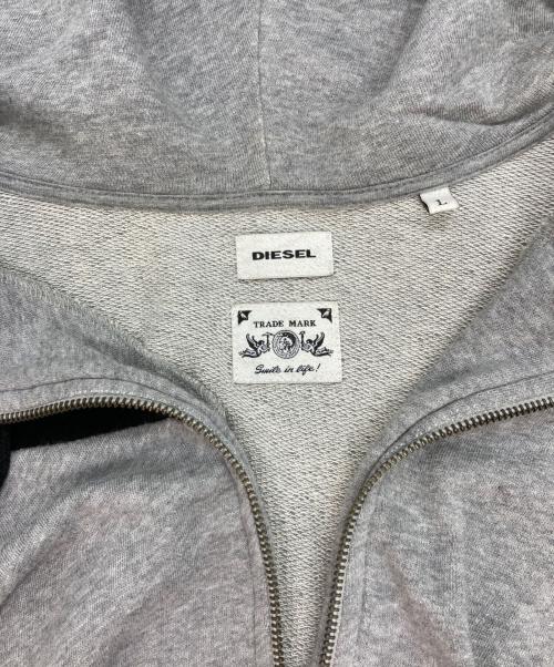 DIESEL（ディーゼル）DIESEL (ディーゼル) ジップパーカー グレー×ブラック サイズ:Lの古着・服飾アイテム
