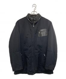EMPORIO ARMANI（エンポリオ アルマーニ）の古着「レザー切替中綿ジャケット」｜ブラック
