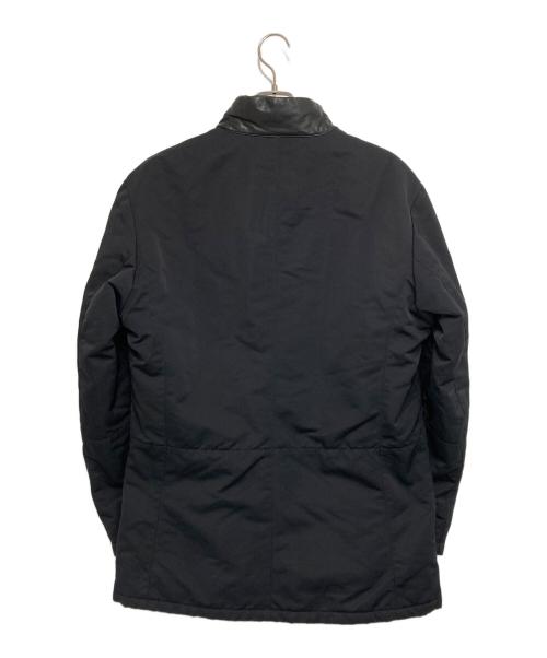 EMPORIO ARMANI（エンポリオ アルマーニ）EMPORIO ARMANI (エンポリオ アルマーニ) レザー切替中綿ジャケット ブラック サイズ:50の古着・服飾アイテム