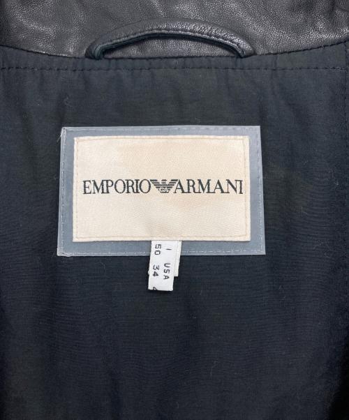EMPORIO ARMANI（エンポリオ アルマーニ）EMPORIO ARMANI (エンポリオ アルマーニ) レザー切替中綿ジャケット ブラック サイズ:50の古着・服飾アイテム