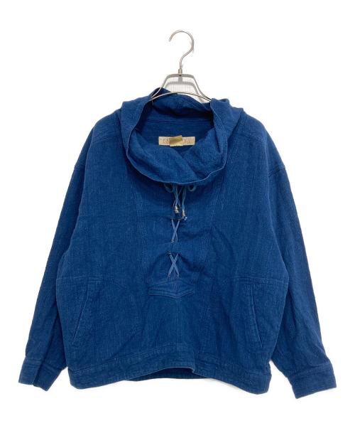 ISSEY SPORT（イッセイスポーツ）ISSEY SPORT (イッセイスポーツ) レースアップブラウス インディゴ サイズ:Sの古着・服飾アイテム