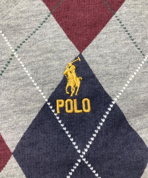 POLO RALPH LAUREN（ポロ・ラルフローレン）POLO RALPH LAUREN (ポロ・ラルフローレン) ポニー刺繍 アーガイルVネックスウェット グレー×ネイビー×ボルドー サイズ:Sの古着・服飾アイテム