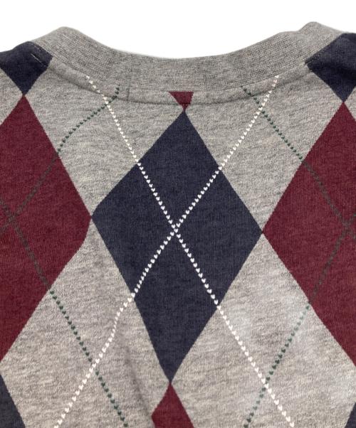 POLO RALPH LAUREN（ポロ・ラルフローレン）POLO RALPH LAUREN (ポロ・ラルフローレン) ポニー刺繍 アーガイルVネックスウェット グレー×ネイビー×ボルドー サイズ:Sの古着・服飾アイテム